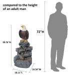Bald Eagle Statue Outdoor Fountain Tiered Cascading Rock Water Fountain Outdoor Garden Waterfall Decor for Garden Patio Backyard Deck Porch Outside Water Feature 39.76" H