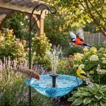 Grusce Hanging Solar Bird Bath Fountain, Solar Power Outdoor Water Fountain with Cascading Water Decorative for Garden Yard Patio