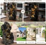 EPICOZY 23" H 5-Tier Outdoor Water Fountain, Realistic Black Bears Climbing Tree Waterfall Fountains with 4 LED Lights & Adjustable Flow, Resin Garden Water Feature for Farmhouse Patio Yard Deck