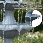 Kaluomm 48" 3-Tiers Outdoor Water Fountain, Italian Pineapple Large Cascading Waterfall Fountains, Weather-Resistant Resin Freestanding Fountain Features for Garden Patio Backyard, Gray