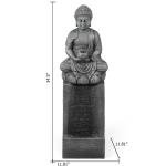 LuxenHome 35" Meditating Buddha Outdoor Water Fountain with LED Lights, Gray Resin Waterfall Fountains Garden Decor