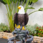 Bald Eagle Statue Outdoor Fountain Tiered Cascading Rock Water Fountain Outdoor Garden Waterfall Decor for Garden Patio Backyard Deck Porch Outside Water Feature 39.76" H