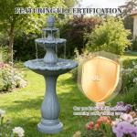 Kaluomm 48" 3-Tiers Outdoor Water Fountain, Italian Pineapple Large Cascading Waterfall Fountains, Weather-Resistant Resin Freestanding Fountain Features for Garden Patio Backyard, Gray