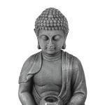 LuxenHome 35" Meditating Buddha Outdoor Water Fountain with LED Lights, Gray Resin Waterfall Fountains Garden Decor