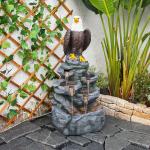 Bald Eagle Statue Outdoor Fountain Tiered Cascading Rock Water Fountain Outdoor Garden Waterfall Decor for Garden Patio Backyard Deck Porch Outside Water Feature 39.76" H