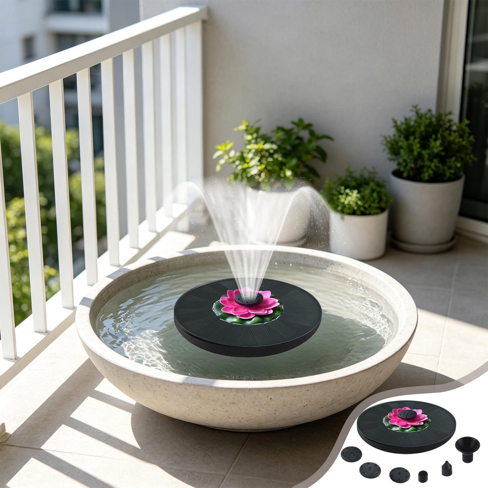 Honmine Solar Powered Spout Outdoor Courtyard, Plum Blossom Shape Fountain with 5 Nozzles, 1 Adapter for Swimming Pool, Bathroom, and Landscaping
