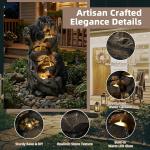 EPICOZY 23" H 5-Tier Outdoor Water Fountain, Realistic Black Bears Climbing Tree Waterfall Fountains with 4 LED Lights & Adjustable Flow, Resin Garden Water Feature for Farmhouse Patio Yard Deck
