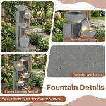 HOMEDIARY 23.3" H Outdoor Water Fountain, 5-Tier Cascading Bowls Waterfall Fountain with LED Lights & Adjustable Pump, Garden Water Feature, Modern Concrete Finish for Patio, Backyard and Home Décor
