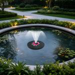 Honmine Solar Powered Spout Outdoor Courtyard, Plum Blossom Shape Fountain with 5 Nozzles, 1 Adapter for Swimming Pool, Bathroom, and Landscaping