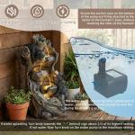 EPICOZY 23" H 5-Tier Outdoor Water Fountain, Realistic Black Bears Climbing Tree Waterfall Fountains with 4 LED Lights & Adjustable Flow, Resin Garden Water Feature for Farmhouse Patio Yard Deck