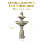 Sunnydaze 45" 2-Tier Arcade Solar Outdoor Water Fountain with LED - Earth