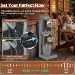 HOMEDIARY 23.3" H Outdoor Water Fountain, 5-Tier Cascading Bowls Waterfall Fountain with LED Lights & Adjustable Pump, Garden Water Feature, Modern Concrete Finish for Patio, Backyard and Home Décor