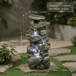 Elleree 30'' Outdoor Water Fountain, Cascading Rock Stone Fountains with LED Light for Outside Yard Garden Patio Water Feature Waterfall Decor