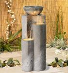 Bowl and Pillar 34 1/2" High Large Modern Zen Outdoor Decor Faux Stone Floor Fountain with Light LED Outside