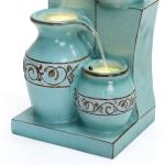 LuxenHome Light Blue 4-Tier Ornate Jugs 2.5-Feet Tall Outdoor Polyresin Fountain with Lights