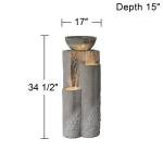 Bowl and Pillar 34 1/2" High Large Modern Zen Outdoor Decor Faux Stone Floor Fountain with Light LED Outside