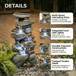 Elleree 30'' Outdoor Water Fountain, Cascading Rock Stone Fountains with LED Light for Outside Yard Garden Patio Water Feature Waterfall Decor
