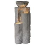 Bowl and Pillar 34 1/2" High Large Modern Zen Outdoor Decor Faux Stone Floor Fountain with Light LED Outside
