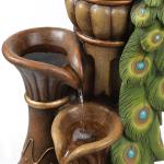 LuxenHome 44" Resin Outdoor Water Fountain, Peacock Garden Water Fountain Outdoor with LED Lights