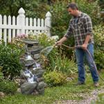 Elleree 30'' Outdoor Water Fountain, Cascading Rock Stone Fountains with LED Light for Outside Yard Garden Patio Water Feature Waterfall Decor