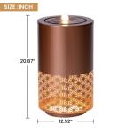 20" Metal Outdoor Water Fountain with LED Lights, Modern Candle Style Cutout Water Feature for Patio Garden Backyard Decor, Brown