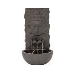 XBrand 30 in H Fiber Resin Wall Buddha Zen Outdoor Garden Water Fountain w/ warm LED Light, Black