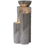 Bowl and Pillar 34 1/2" High Large Modern Zen Outdoor Decor Faux Stone Floor Fountain with Light LED Outside
