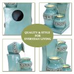 LuxenHome Light Blue 4-Tier Ornate Jugs 2.5-Feet Tall Outdoor Polyresin Fountain with Lights