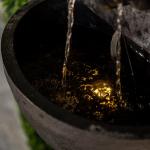 XBrand 30 in H Fiber Resin Wall Buddha Zen Outdoor Garden Water Fountain w/ warm LED Light, Black