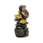 LuxenHome Sunflower and Owl 2.3-Feet Tall Outdoor Polyresin Fountain with Lights