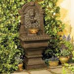 Royal Lions Head 51" High Large Italian Outdoor Decor Faux Stone Floor Fountain with Light Outside Garden Patio