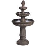 Rendaux 43" High Large Italian Outdoor Decor Gray Faux Stone Floor Fountain with Light LED 3-Tier Outside