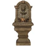 Royal Lions Head 51" High Large Italian Outdoor Decor Faux Stone Floor Fountain with Light Outside Garden Patio
