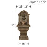 Royal Lions Head 51" High Large Italian Outdoor Decor Faux Stone Floor Fountain with Light Outside Garden Patio