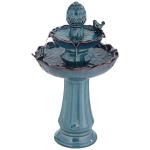 Bathing Bird 28 1/4" High Large Asian Outdoor Decor Turquoise Ceramic Floor Fountain 2-Tier Outside Garden Patio