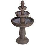 Rendaux 43" High Large Italian Outdoor Decor Gray Faux Stone Floor Fountain with Light LED 3-Tier Outside