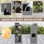 EPICOZY 23.3" Tall 5-Tier Cascading Bowl Outdoor Water Fountain, Modern Garden Waterfall Fountain with 4 LED Lights, Floor-Standing Resin Water Feature for Patio, Yard, Deck, House, Home Décor