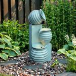 LuxenHome Aqua Blue 3-Tier Bowls 2.5-Feet Tall Outdoor Polyresin Fountain with Lights