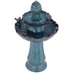 Bathing Bird 28 1/4" High Large Asian Outdoor Decor Turquoise Ceramic Floor Fountain 2-Tier Outside Garden Patio