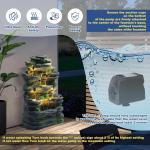 Outdoor Cascading Stone Water Fountain, 7-Tier Floor Natural Looking Rock Fountains with LED Pump Moss Decor, Freestanding Resin Fountain and Cascading Water Feature for Patio Garden, Grey