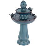 Bathing Bird 28 1/4" High Large Asian Outdoor Decor Turquoise Ceramic Floor Fountain 2-Tier Outside Garden Patio