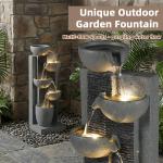 EPICOZY 23.3" Tall 5-Tier Cascading Bowl Outdoor Water Fountain, Modern Garden Waterfall Fountain with 4 LED Lights, Floor-Standing Resin Water Feature for Patio, Yard, Deck, House, Home Décor