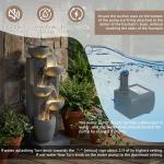 EPICOZY 23.3" Tall 5-Tier Cascading Bowl Outdoor Water Fountain, Modern Garden Waterfall Fountain with 4 LED Lights, Floor-Standing Resin Water Feature for Patio, Yard, Deck, House, Home Décor