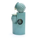 LuxenHome Aqua Blue 3-Tier Bowls 2.5-Feet Tall Outdoor Polyresin Fountain with Lights