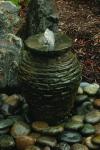 Mini Stacked Urn Water Fountain in Gray Slate
