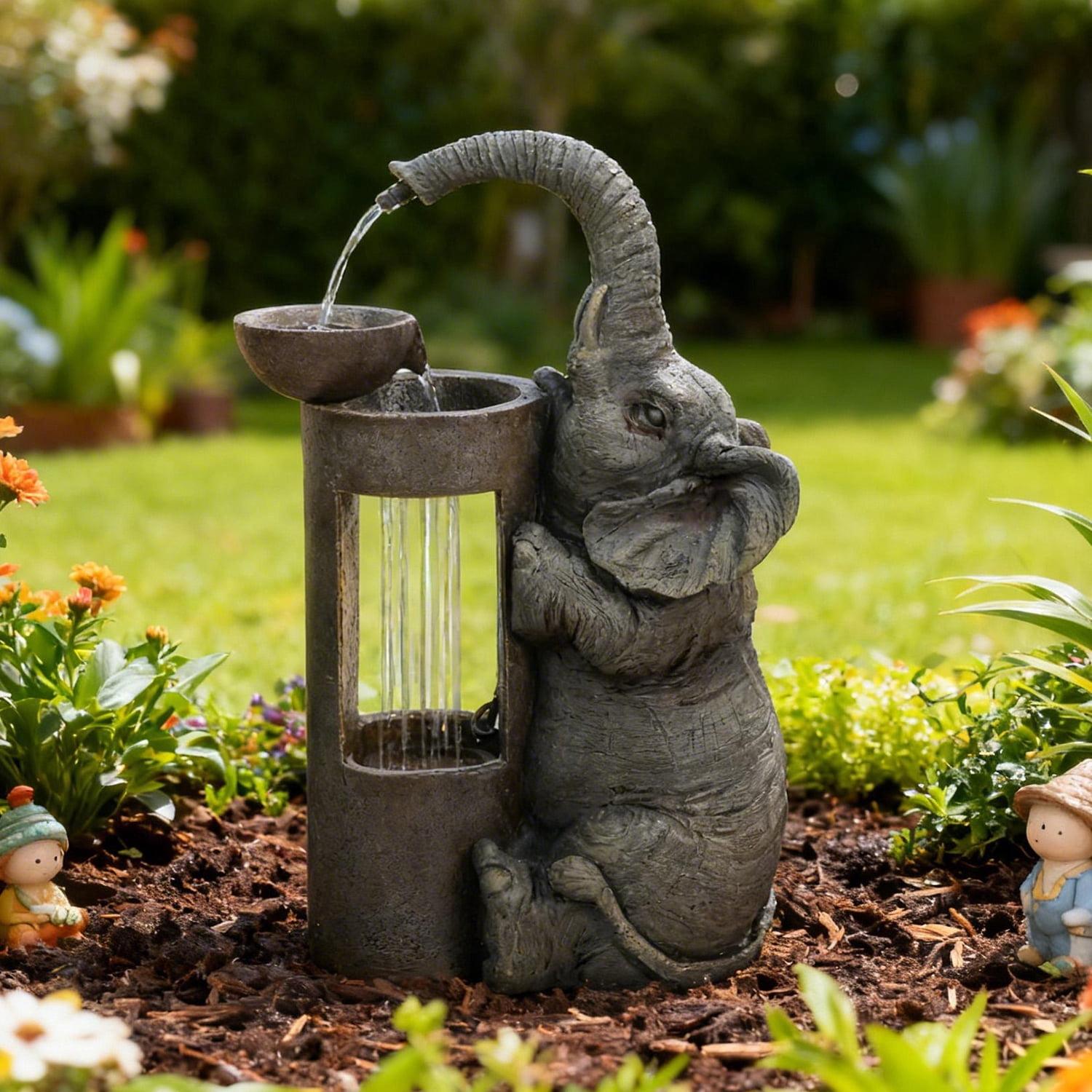 Cute Elephant Waterfall Fountain with LED Light
