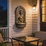 31" Wall-Mounted Bronze Water Fountain with LED Lights