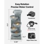 KFFKFF 31.5-Inch Outdoor Water Fountain with LED Light, 5-Tier Cascading Bowl Design, Floor-Standing Waterfall Feature for Garden, Patio, Home, and Backyard Use