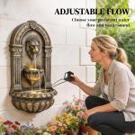31" Wall-Mounted Bronze Water Fountain with LED Lights