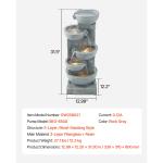 KFFKFF 31.5-Inch Outdoor Water Fountain with LED Light, 5-Tier Cascading Bowl Design, Floor-Standing Waterfall Feature for Garden, Patio, Home, and Backyard Use